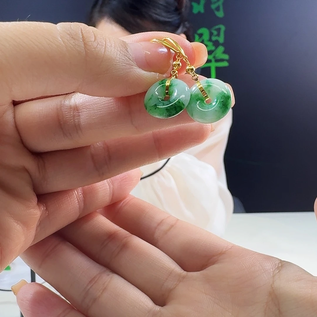 翡翠耳饰18K金镶嵌18k镶嵌