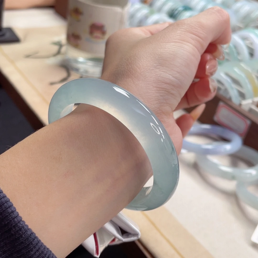 未镶嵌手镯翡翠毕业54.8高冰玻天空之镜5号