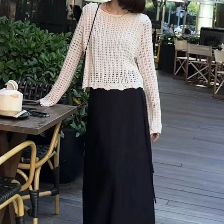 新款时尚气质百搭镂空上衣半身裙女装