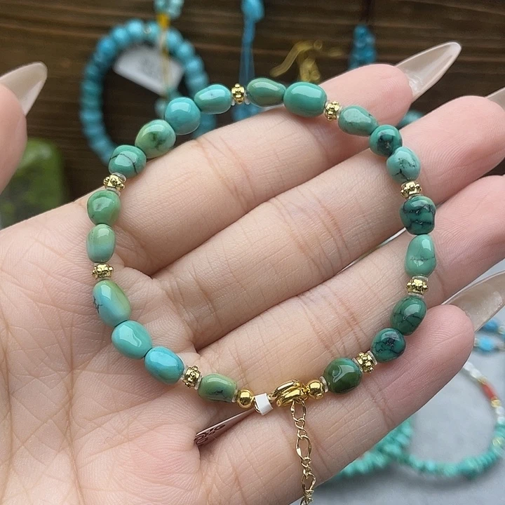 绿松石未镶嵌糖豆手串