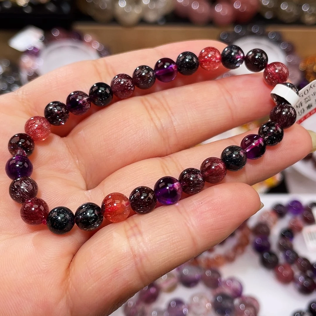 水晶未镶嵌手链黑加仑6.8