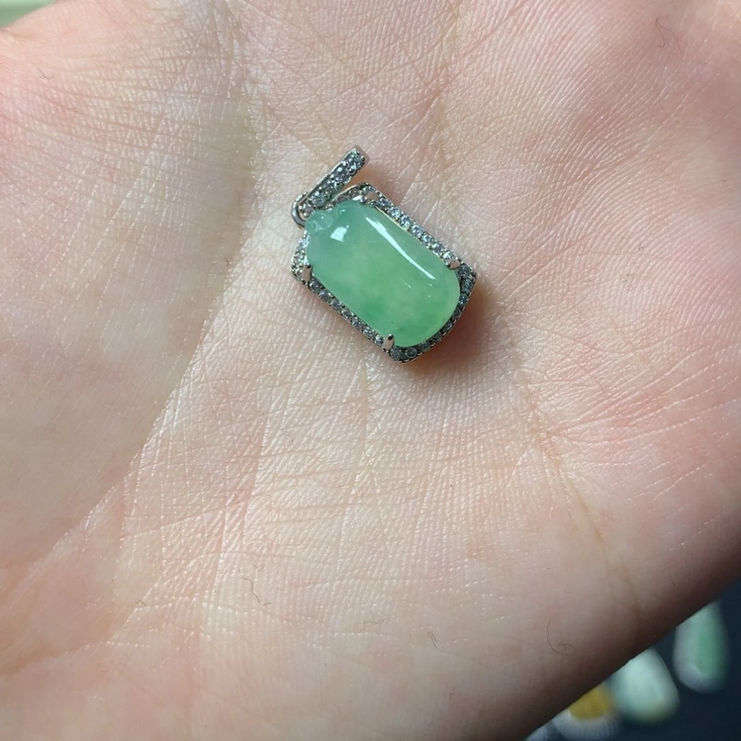 翡翠银S925镶嵌挂件