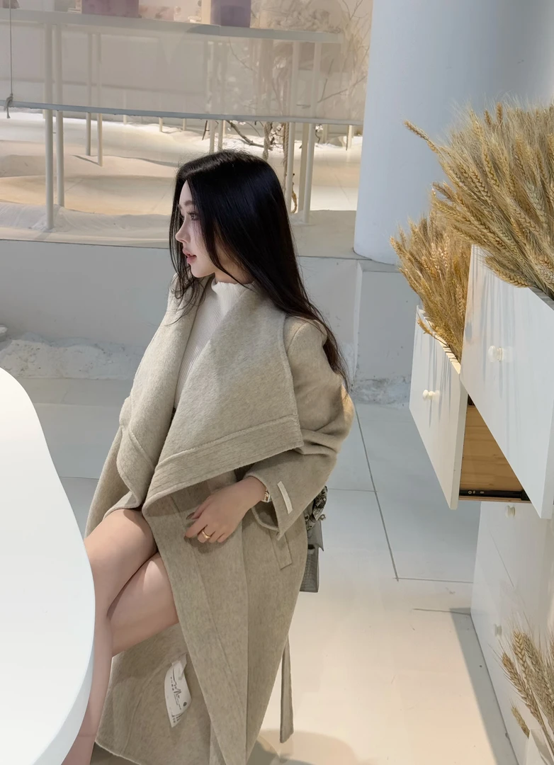 长款过膝高个子双面羊毛大衣女大翻领2025秋冬新款加厚羊毛呢外套