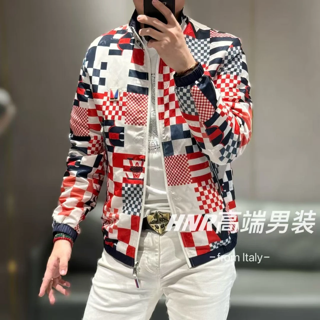 【雷迪·凯奇】品牌全身暗提花工艺面料复古方格印花春款夹克5027