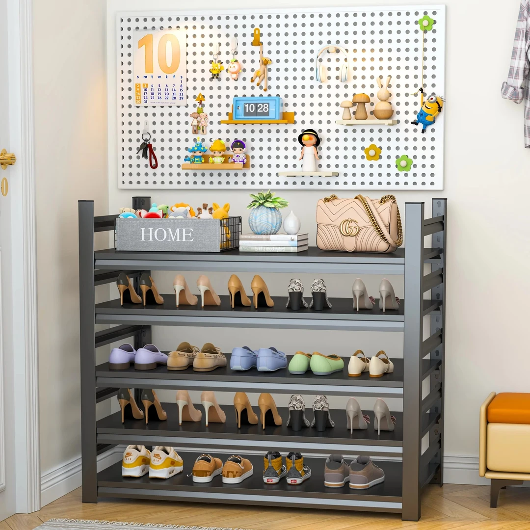 家用多层鞋柜出租房简易加厚鞋架开放式置物架门口落地大容量货架