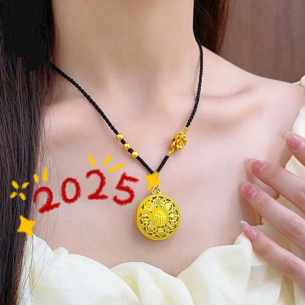 合金布艺吊坠 2025新款古法八宝罗盘莲花牌吊坠精工镂空吉祥福牌