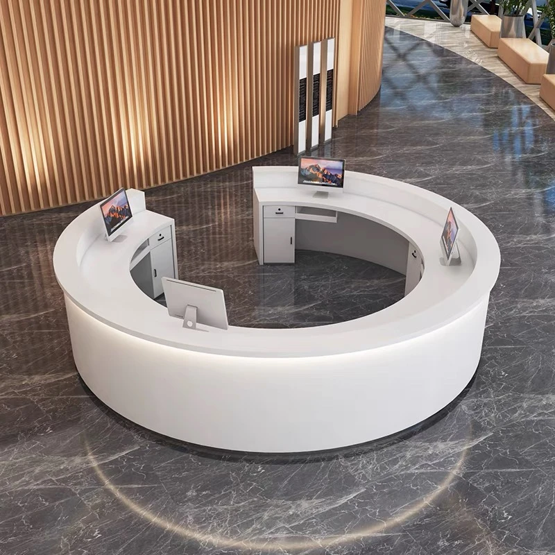 圆弧形公司烤漆吧台牙科口腔诊所前台圆形接待台导诊台医美收银台
