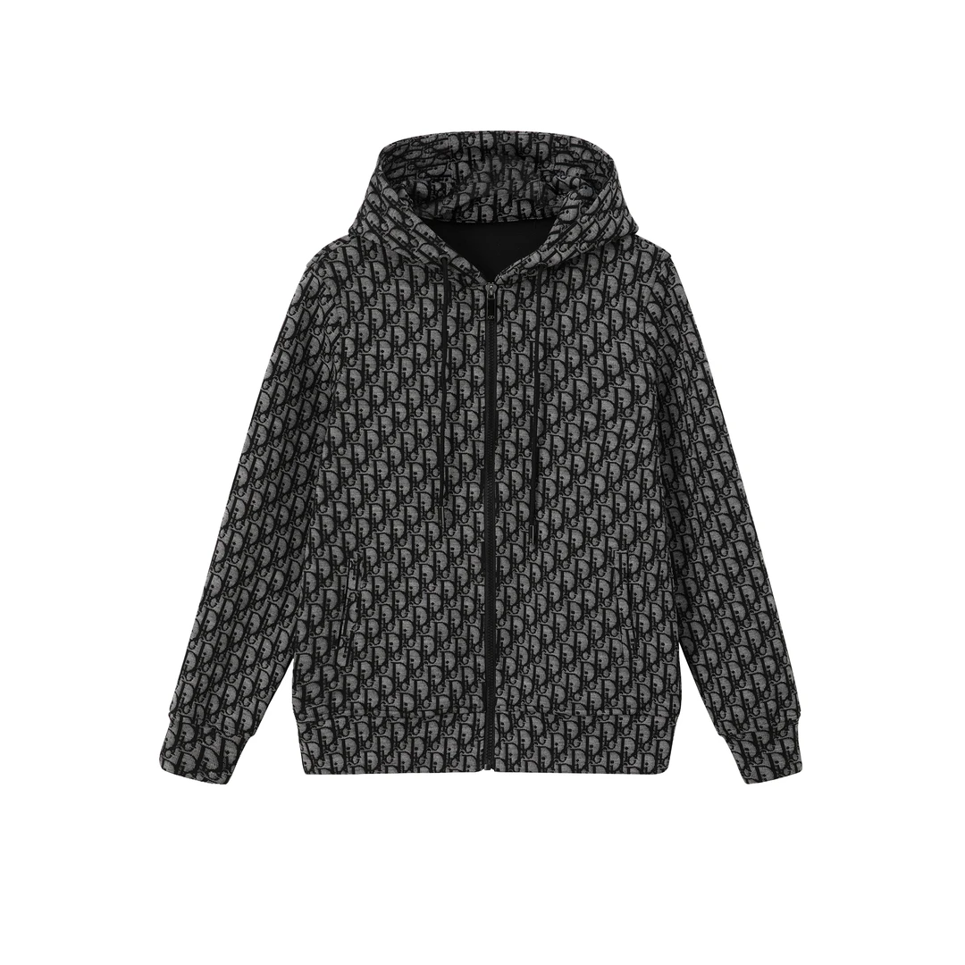 DIORA.RIM铭品圣迪奥撤柜奢品秋冬复古提花连帽衫老花满印外套女b