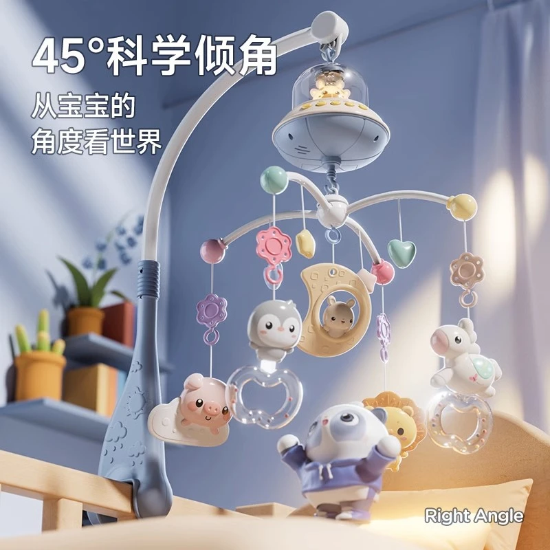 新款新生儿床头铃安抚玩具婴幼儿0-6月旋转灯光音乐益智摇铃