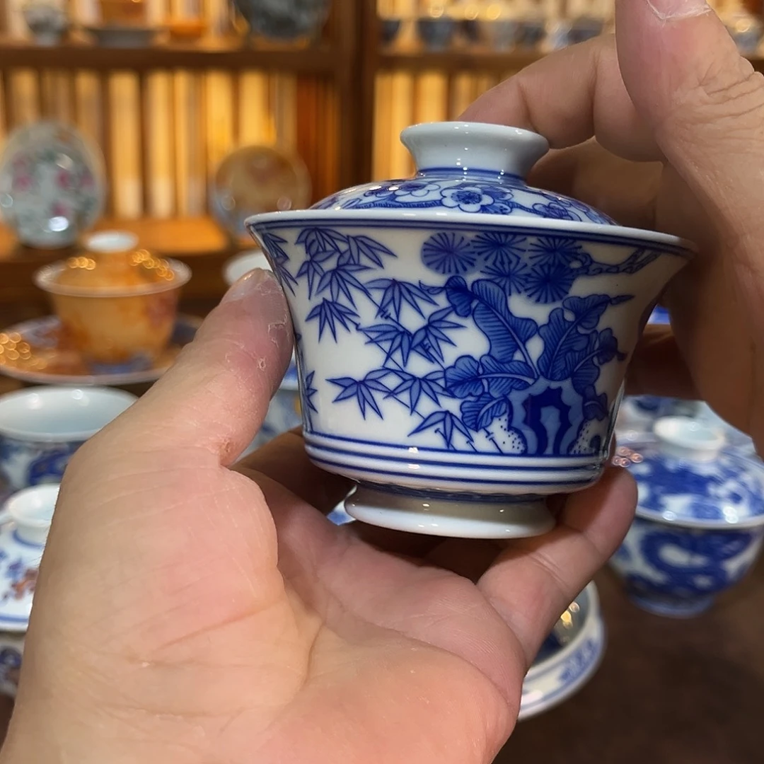 錡镇堂手工手绘盖碗