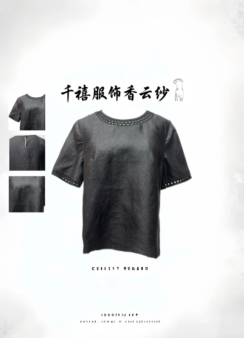 【千禧专属】489-1桑蚕丝香云纱圆领短袖上衣宽松镂空重工