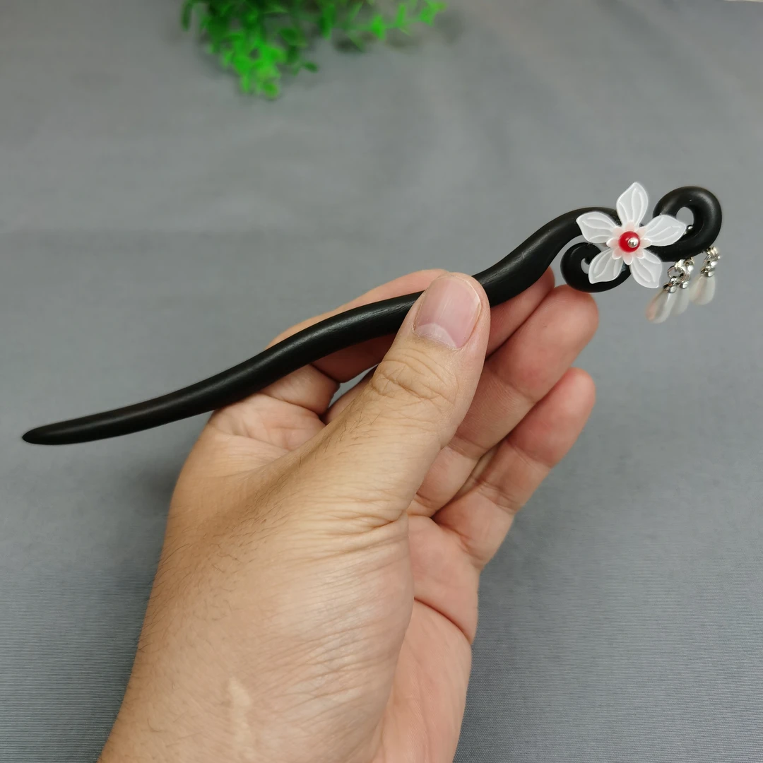 18厘米黑檀木发簪发钗新中式头饰发饰古风盘发簪簪子简约素雅清新