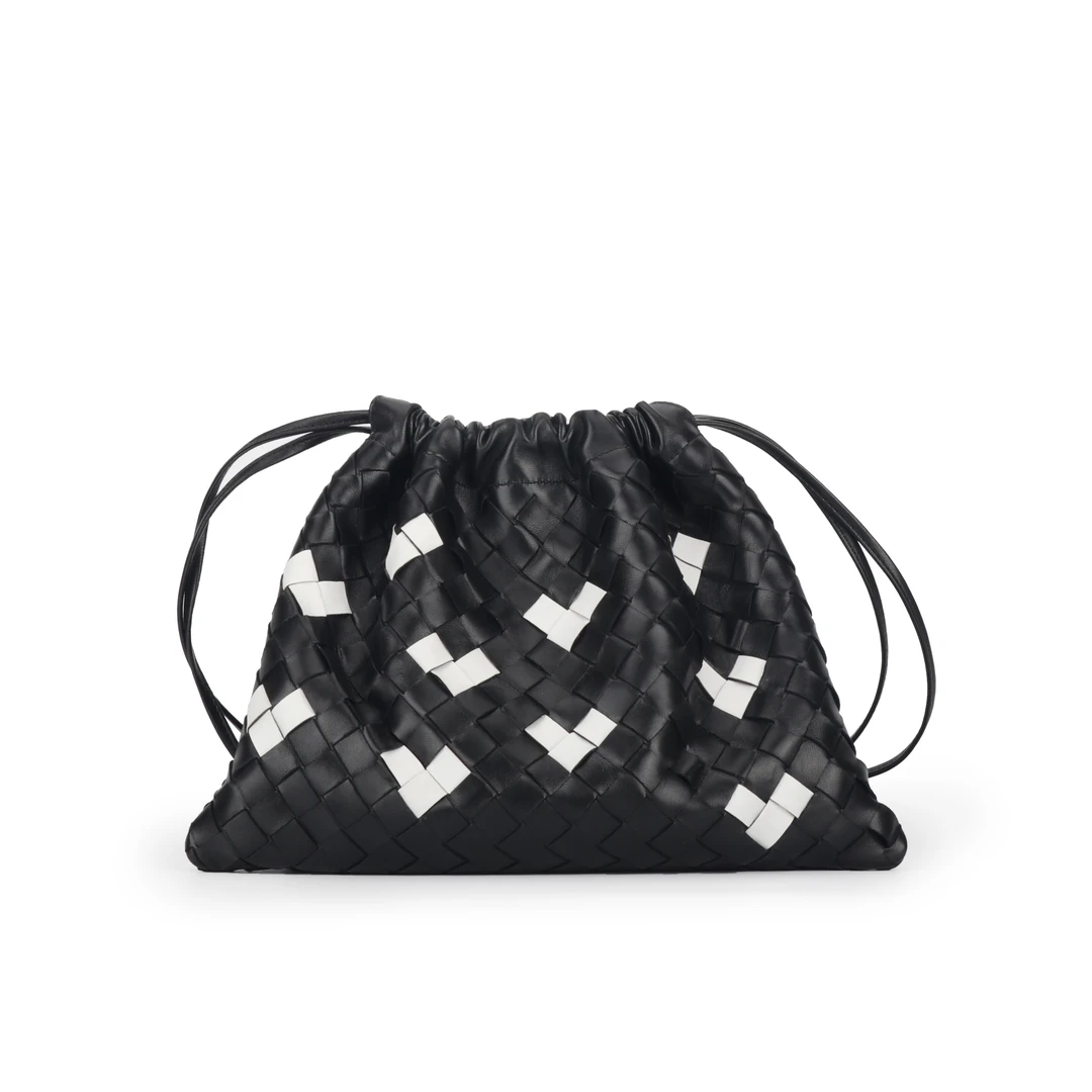 精致时尚编织垃圾袋单肩斜背真皮包