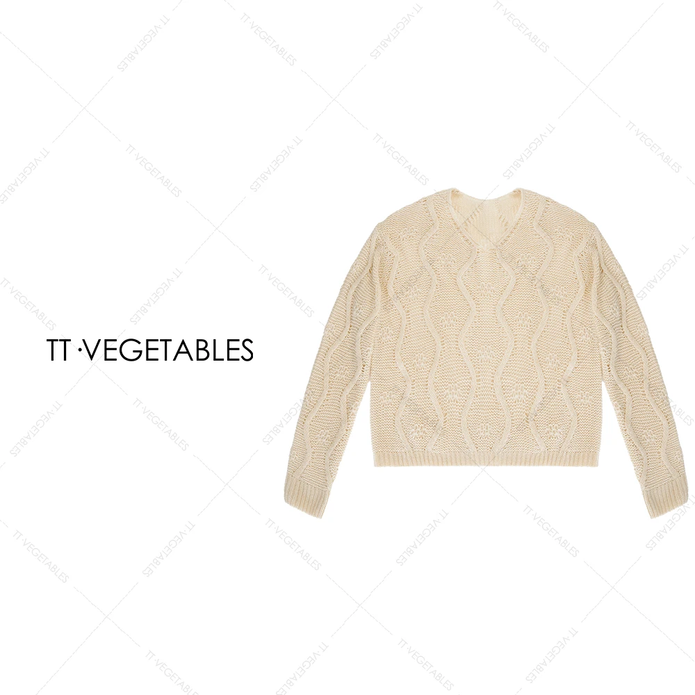 噢芬/小个子【思纡】镂空麻花羊绒长袖毛衣 2025秋冬针织衫女521847