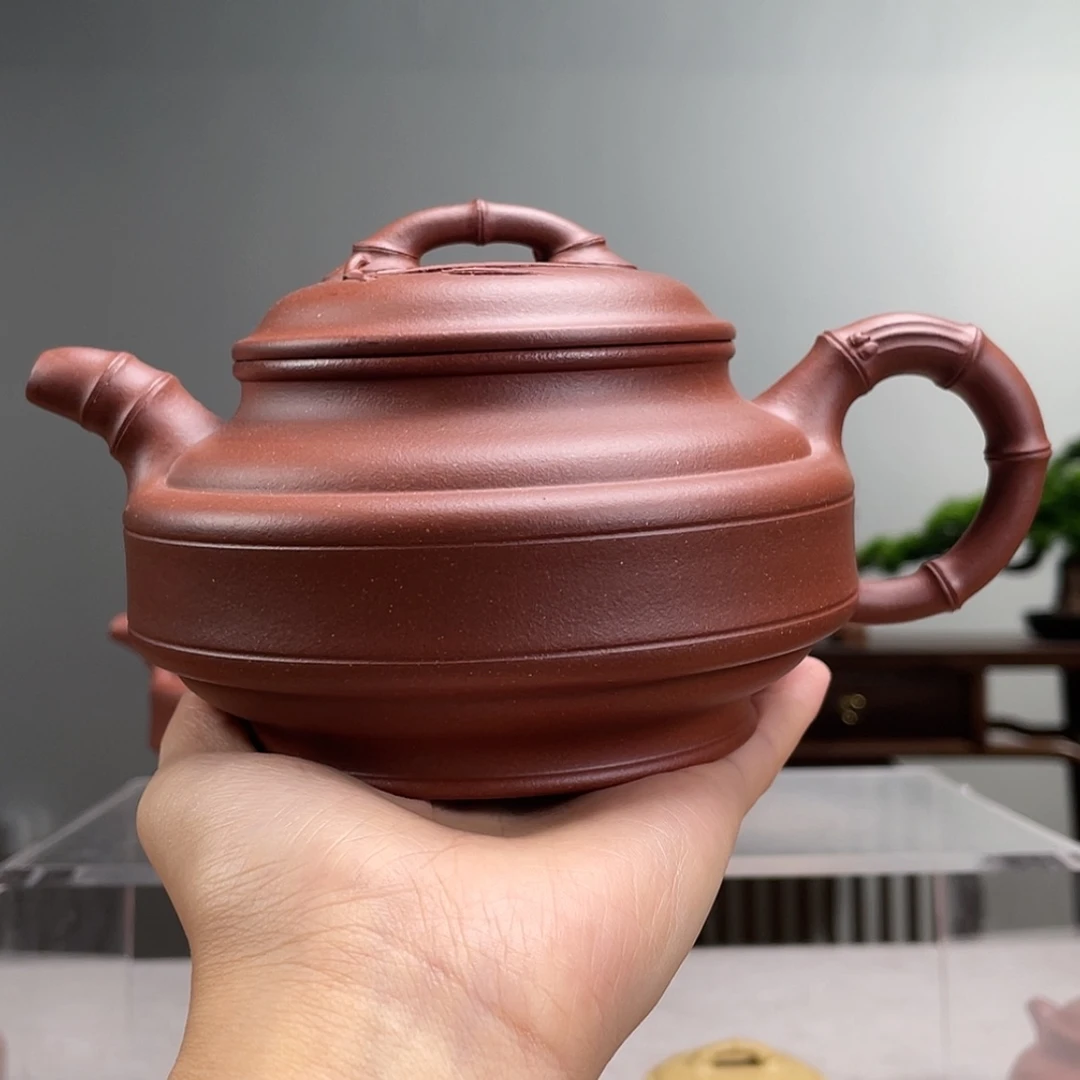 【闪购商品】茶壶紫砂想****？底槽青双线竹鼓容量500cc