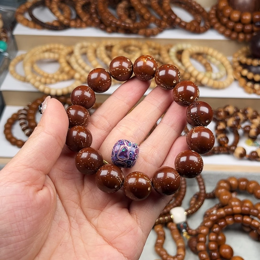 紫金鼠手串А***ь15圆珠紫金鼠单圈+配饰