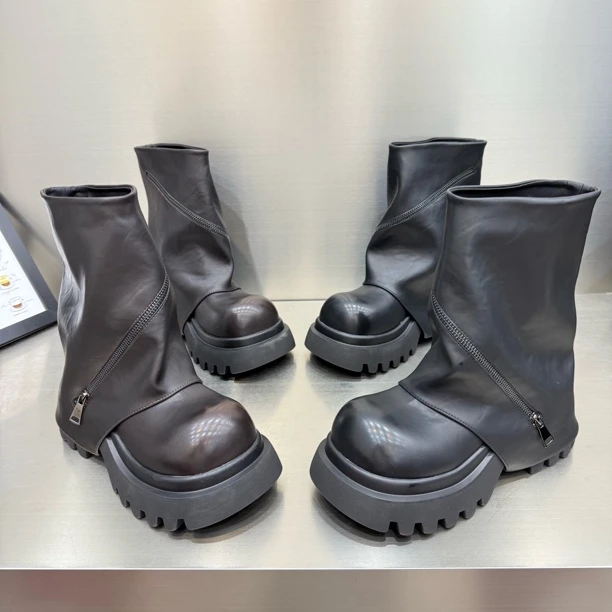 浩0809-17新款厚底松糕套筒洋气短靴底厚6公分裤腿靴