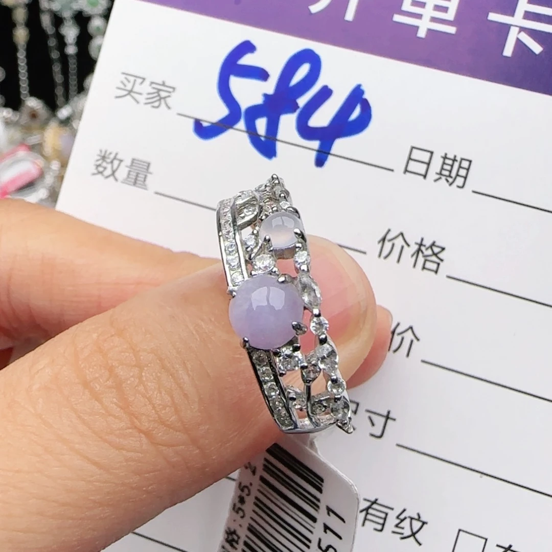 翡翠戒指银S925镶嵌戒指