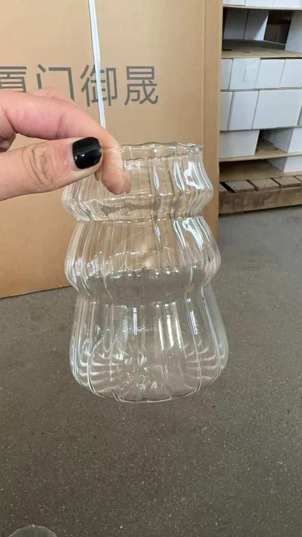 ins中古风胖嘟嘟玻璃杯水果茶杯带吸管大容量冷饮杯咖啡杯果汁杯