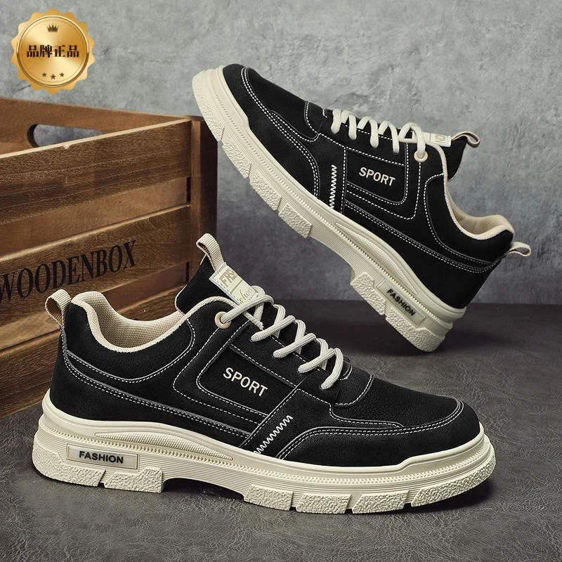 023男鞋夏季透气2025年新款潮流百搭休闲板鞋男款低帮工装皮RF