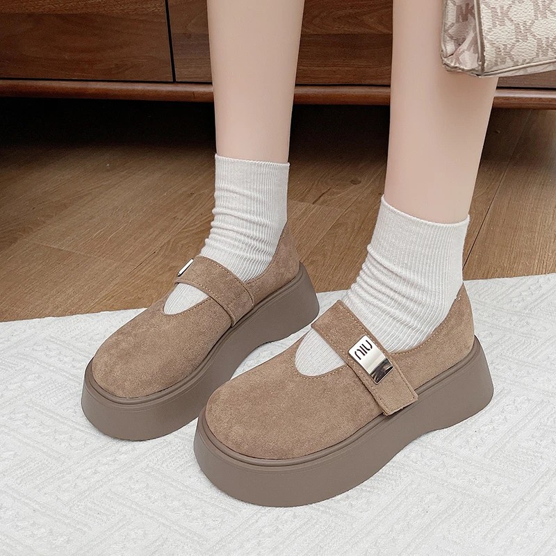 厚底增高玛丽珍勃肯鞋女新款休闲乐福鞋美拉德单鞋松糕鞋