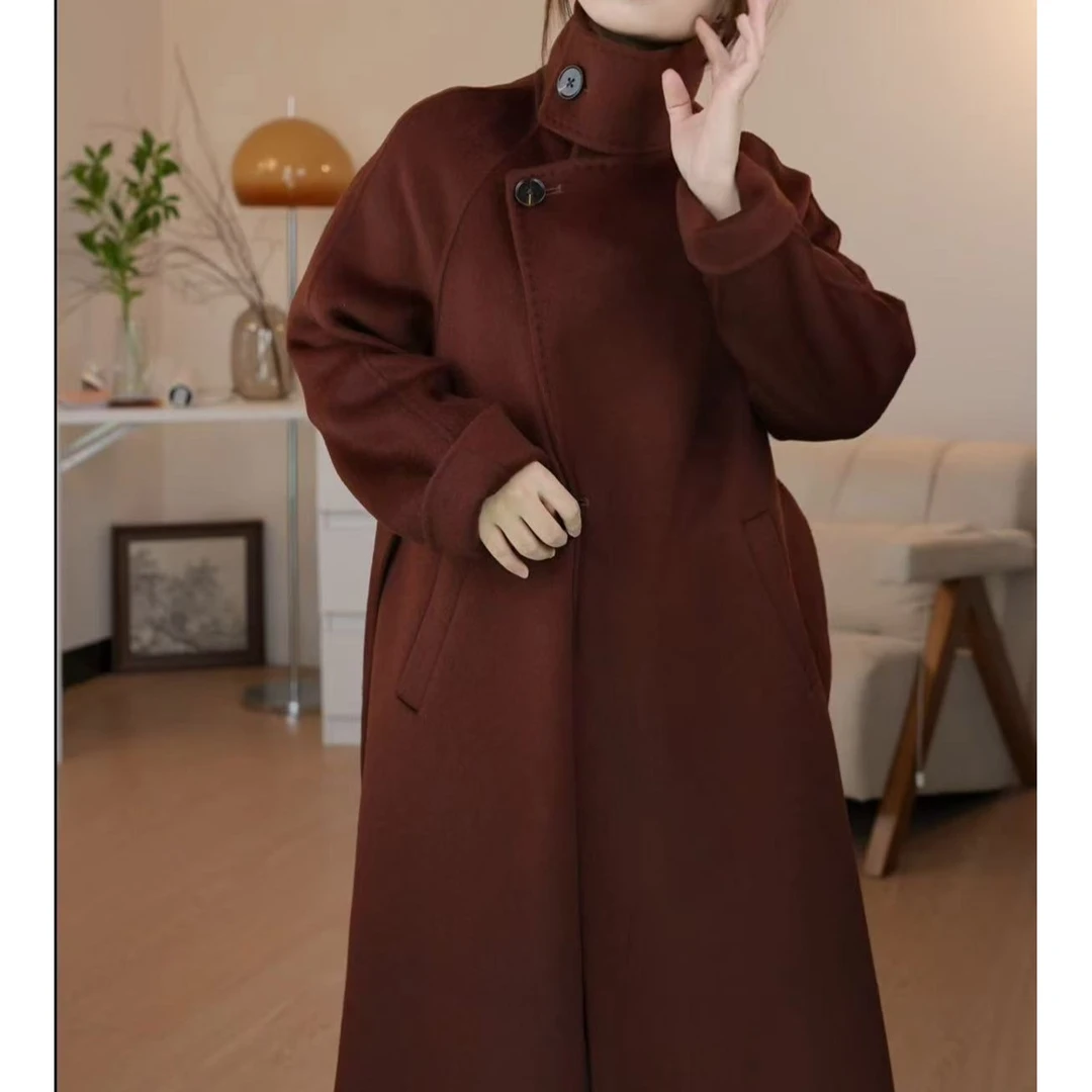 【小付专属】小个子定制韩系双面时尚气质立领中长款女羊毛外套大衣