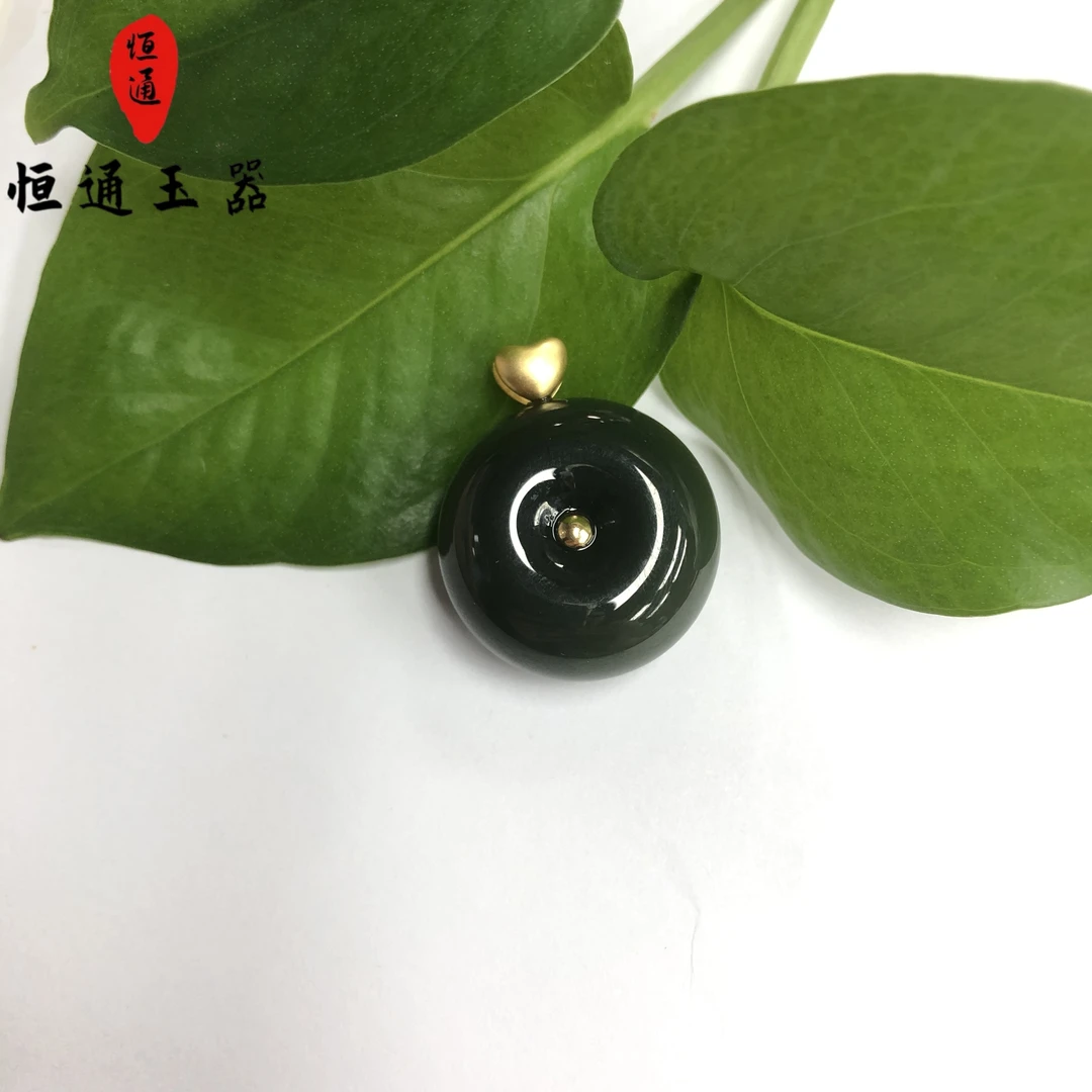 18k金扣头碧玉平安扣多样性发一规格约22*11mm-2d3343-850