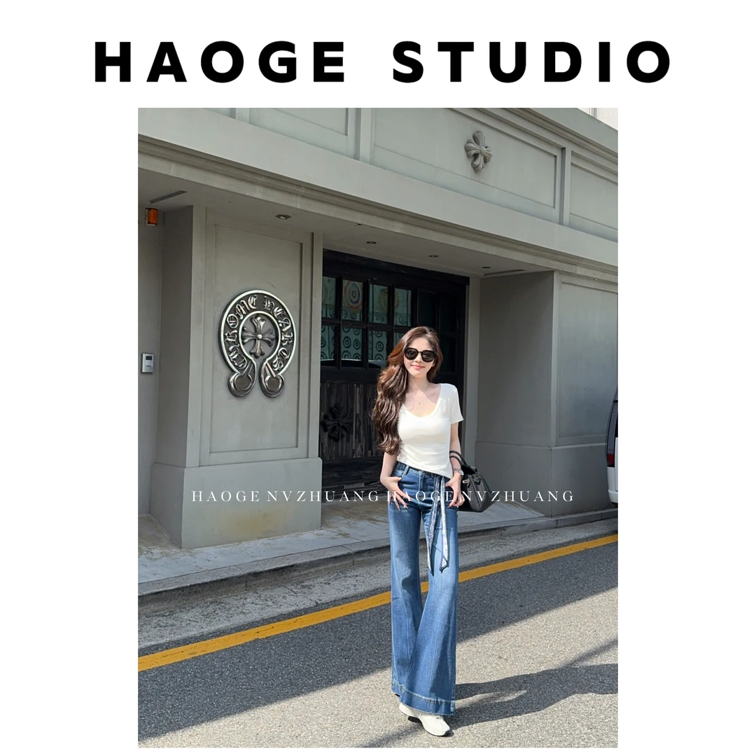 浩哥严选●飘带牛仔HGQ5NZK3021A牛仔裤预（有腰带）日常显瘦百搭款