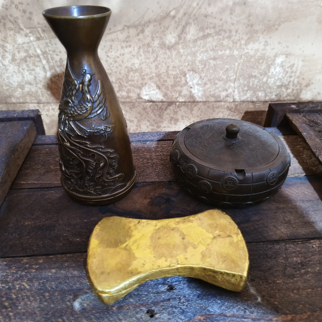 家居饰品现代工艺品JT03精美摆件当代复古摆件黄色刻字锭子