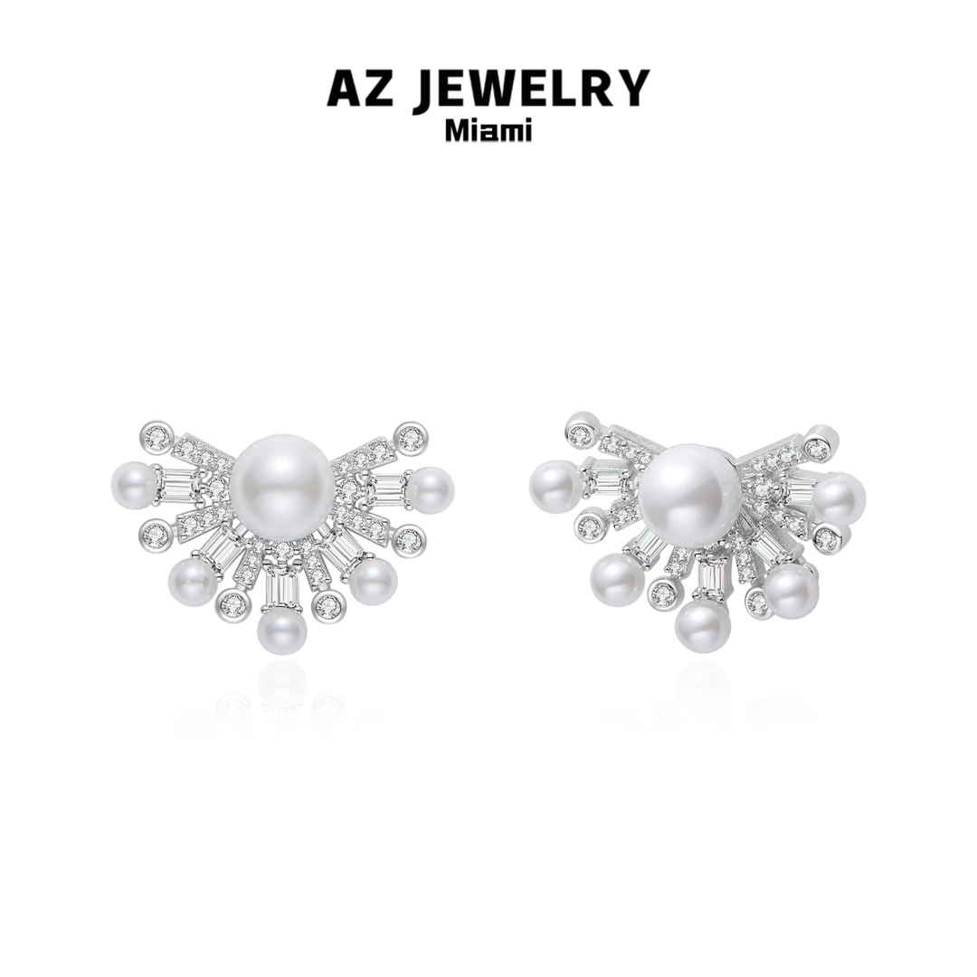 ANNA ZUCKERMAN 925银仿珍珠耳饰 璀璨烟花贝珠耳钉礼物E0253