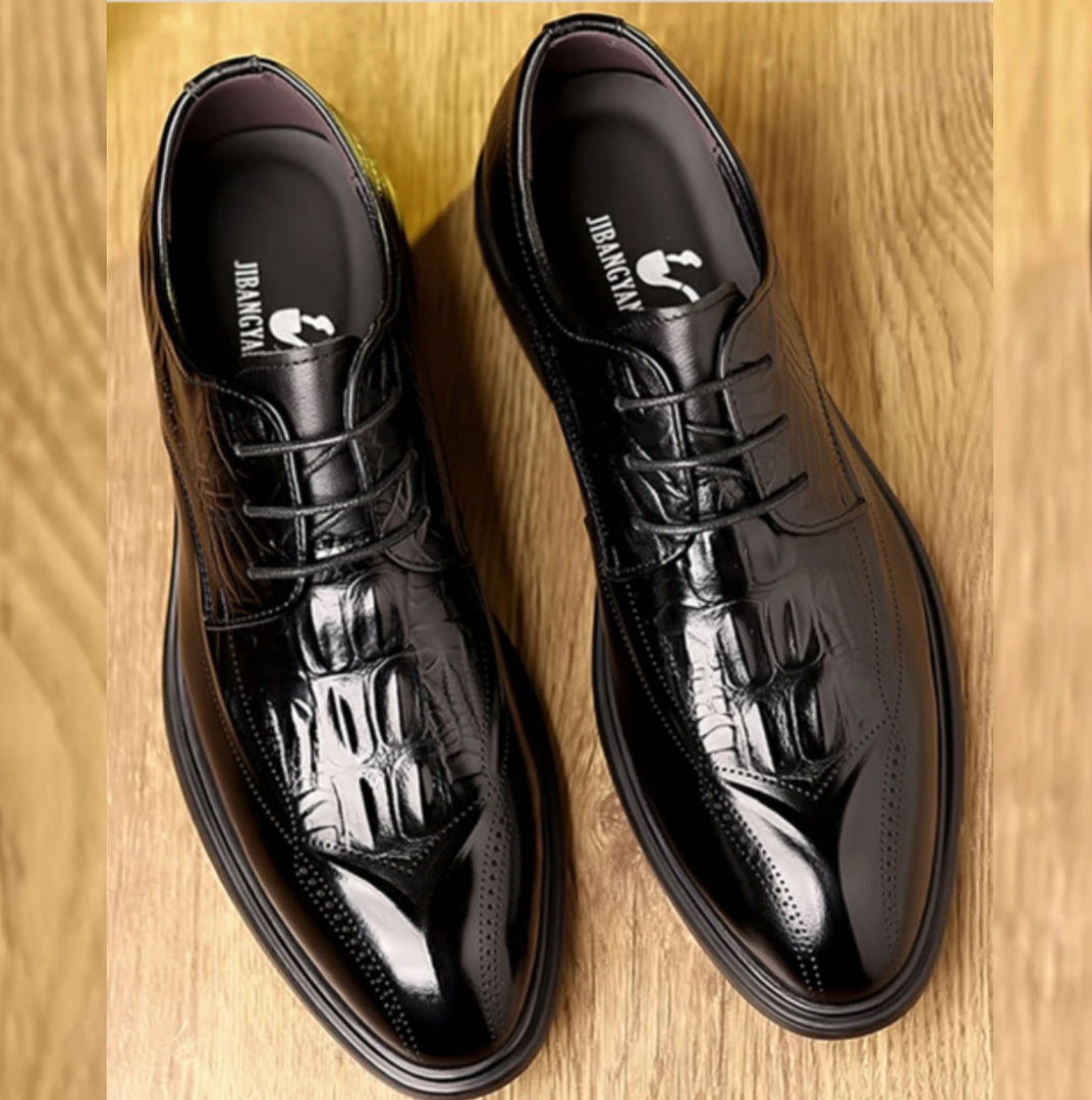 高端男士正装皮鞋真皮商务休闲英伦风一脚蹬