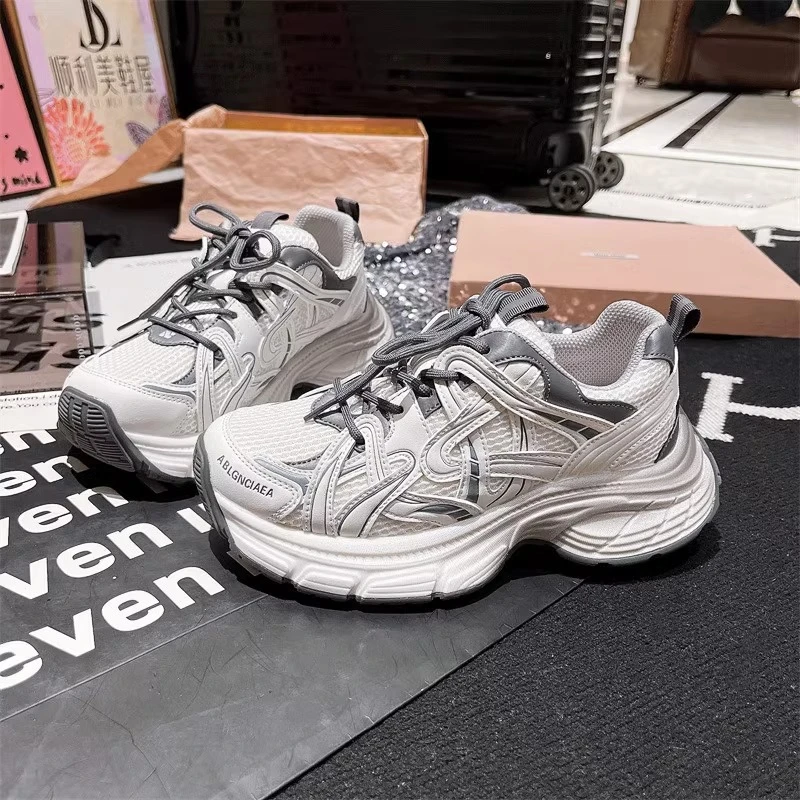 真皮老爹鞋女ins超火松糕薄款6cm增高运动鞋休闲鞋显脚小女鞋