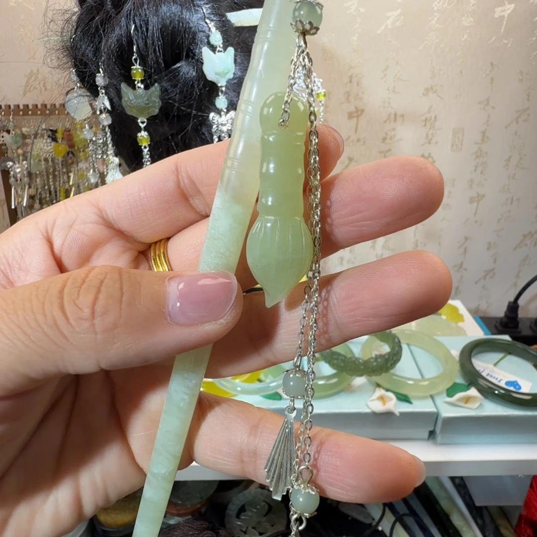 未镶嵌岫玉发簪福利款两个包邮