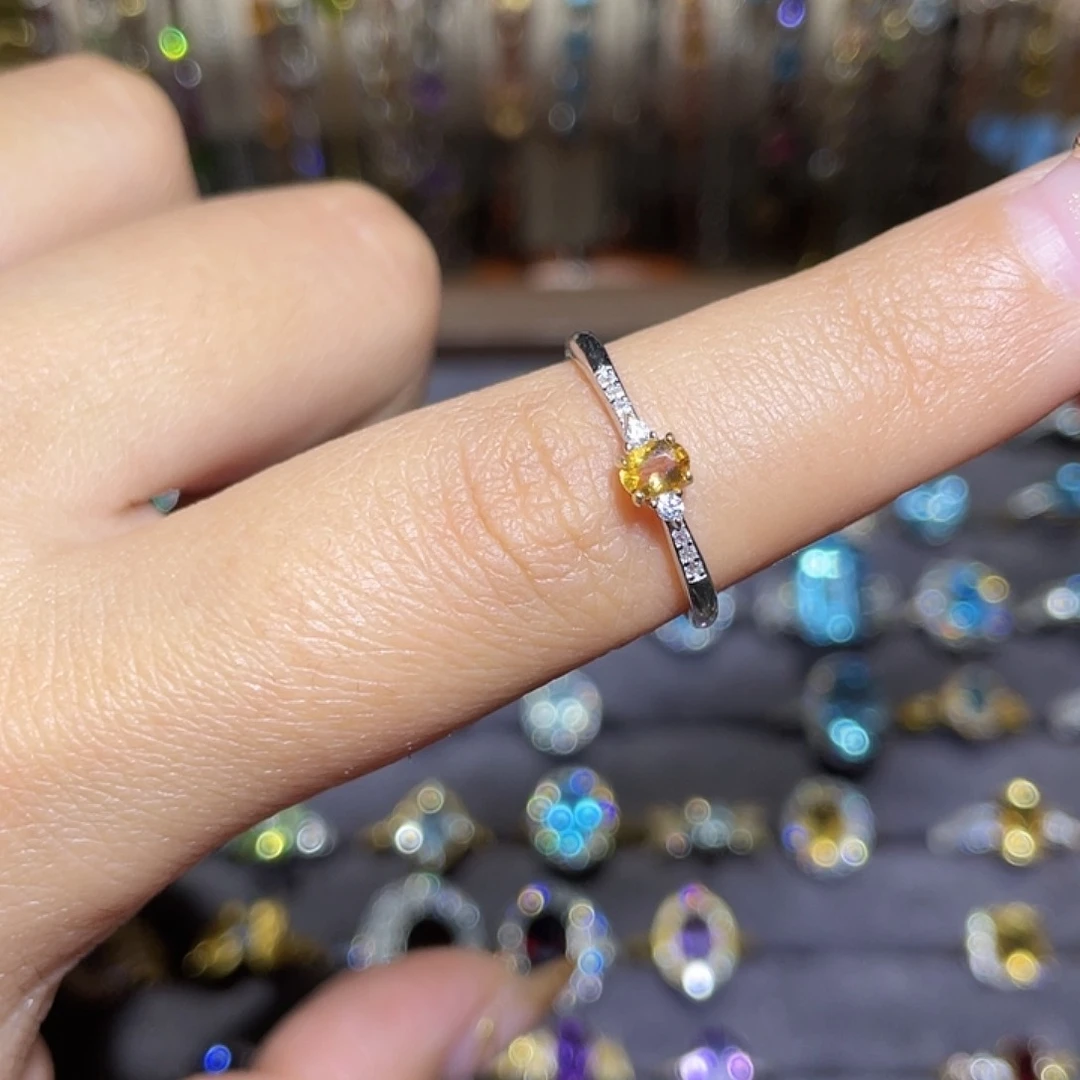 黄晶戒指银S925镶嵌45677