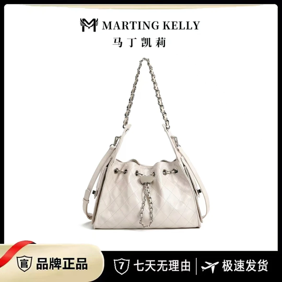 MARTING KELLY/2025 新款时尚百搭绣线单肩斜挎包M18米白