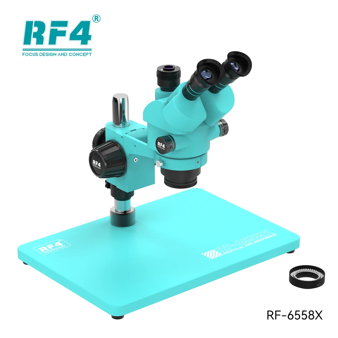 RF4 RF-6558X三目高清显微镜 手机主板维修高倍6.5-58倍连续变焦