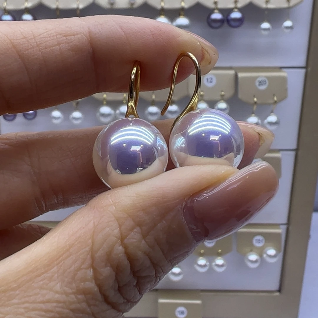 耳饰18K金镶嵌淡水珍珠