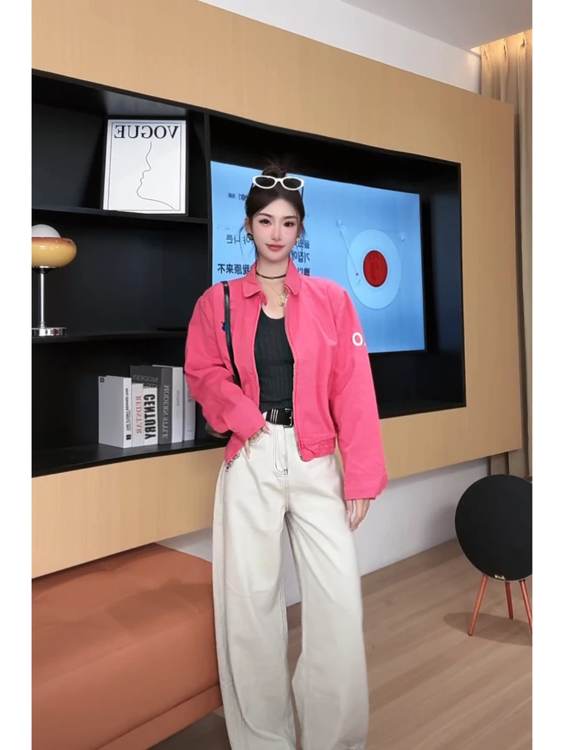 【TTIAN】粉色小马标百搭牛仔外套DY-5309