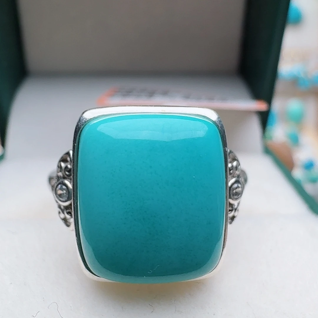 绿松石银S925镶嵌戒指