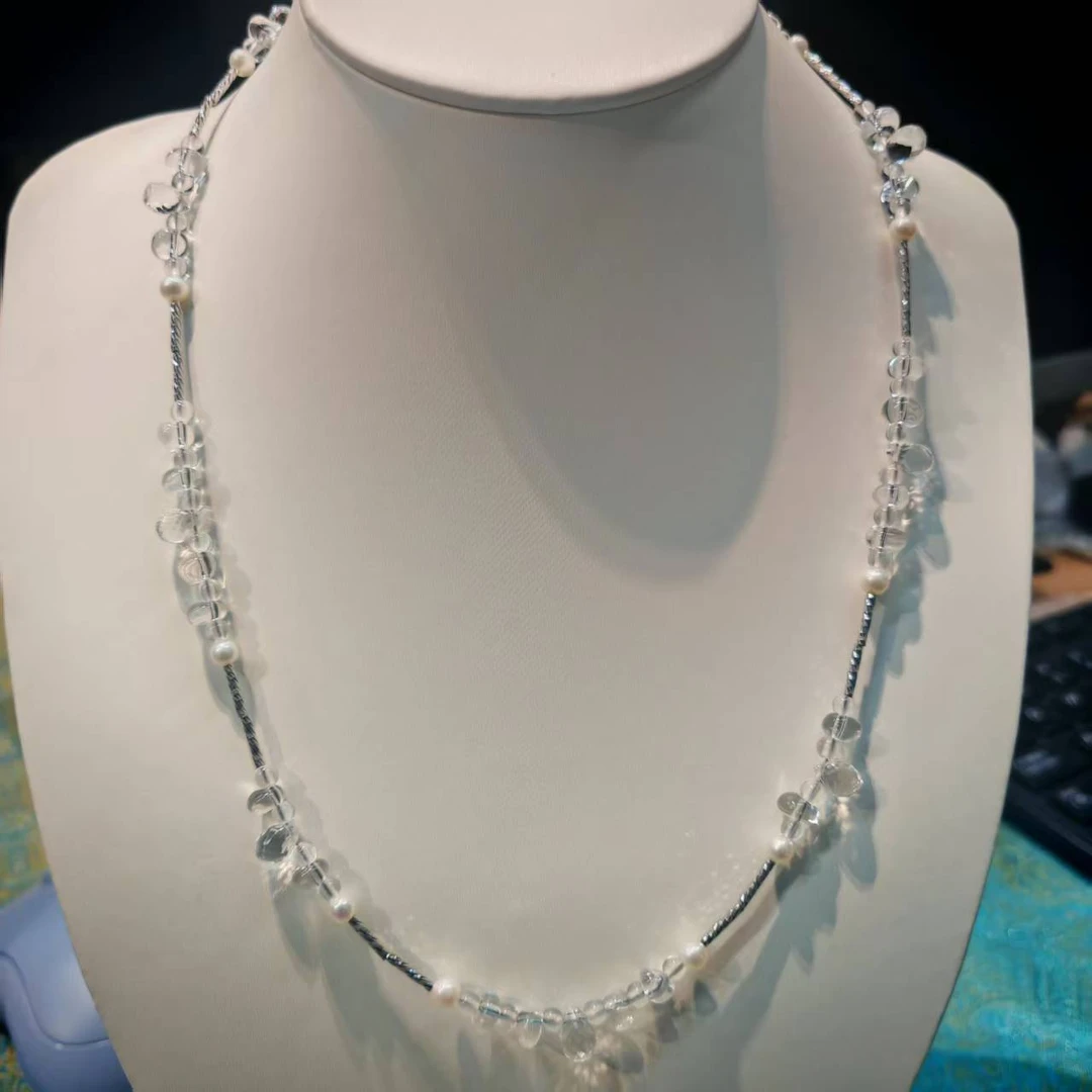 【天使之泪】 天然水晶项链 水滴异型白水晶 高净透