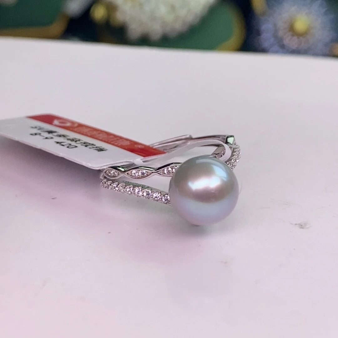 银S925镶嵌戒指海水珍珠X****.