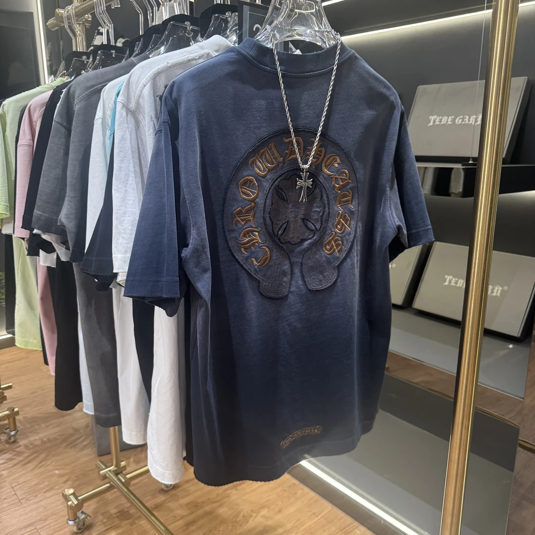 AT【005】8756#夏季潮奢轻奢时尚圆领宽松休闲透气短袖