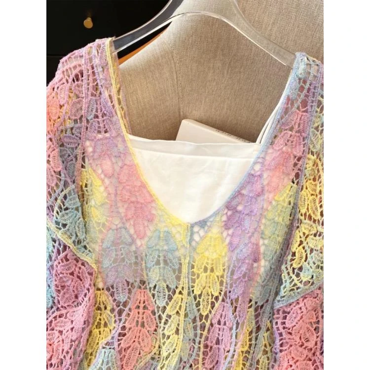 [崔]Z0312波西米亚风宽松型民族风休闲女装针织镂空上衣薄款夏季