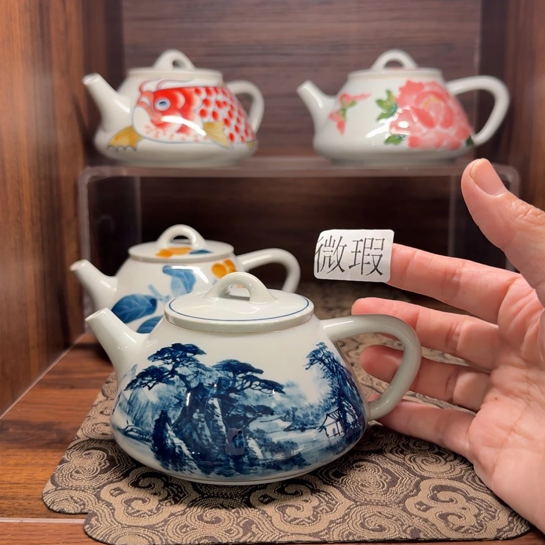 釉下手绘茶具微瑕