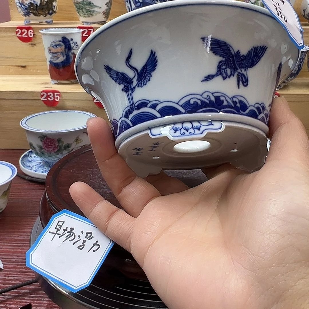 白泥花盆爱***水手工手绘内口直径10.05高度5.5