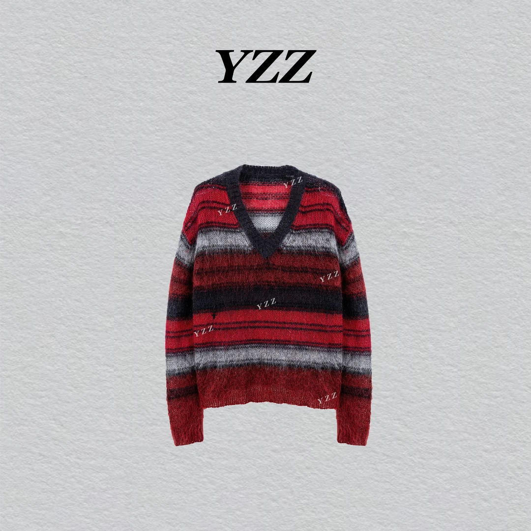 YZZ “真我”冬季新款时尚高级感气质条纹针织女毛衣 810767