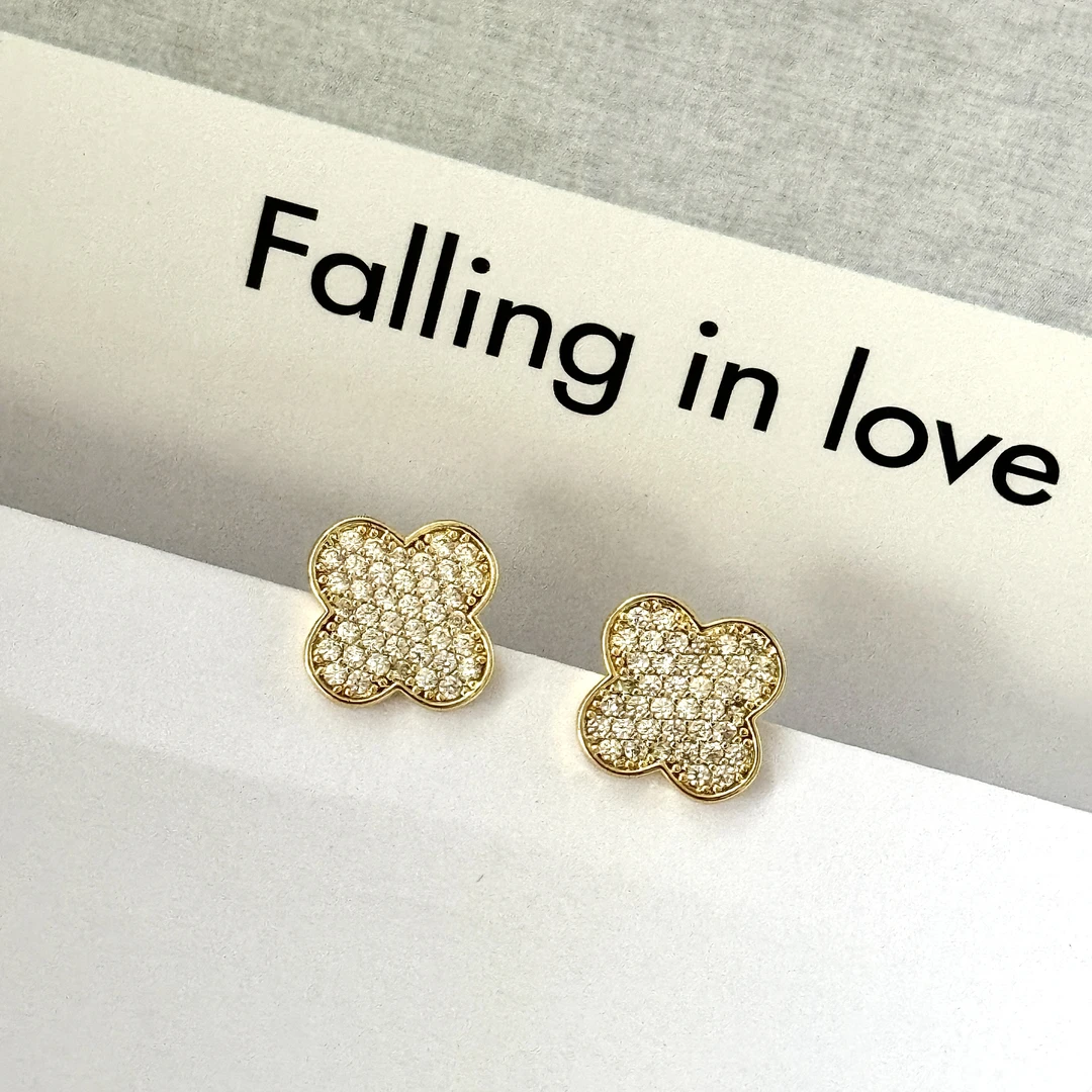 铜合金锆石耳饰 LL Jewelry & 铜合金四叶草锆石耳钉