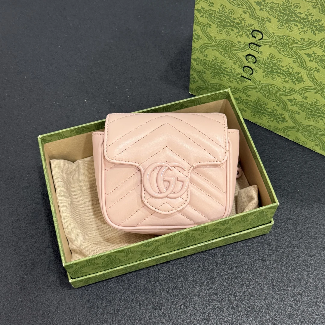 未使用 GUCCI/古驰 壹所奢品/GUCCI方胖子/粉标mini斜跨包