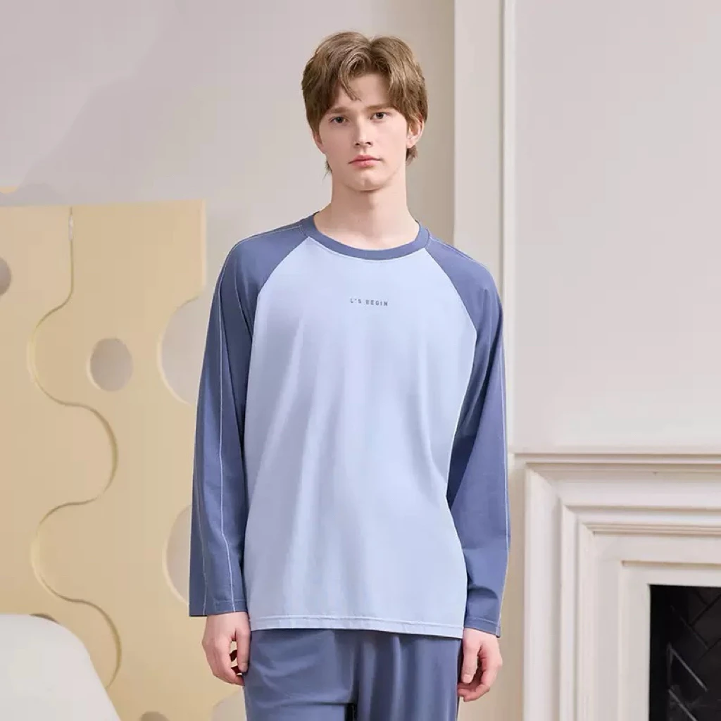 【陌维】无颜针织滑爽兰精莫代尔棉运动休闲男生可外穿套头长袖套装