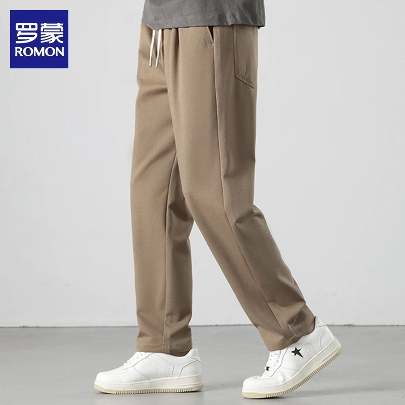 罗蒙男士休闲裤2025秋季新款潮流宽松直筒运动痞帅慵懒风长裤男裤